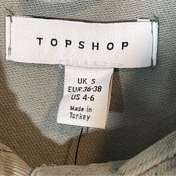Topshop Twill Shacket Green with floral inset size US 4-6 - Picture 3 of 5